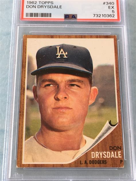 1962 Topps 340 DON DRYSDALE PSA 5 EX Dodgers HOF Los Angeles EBay