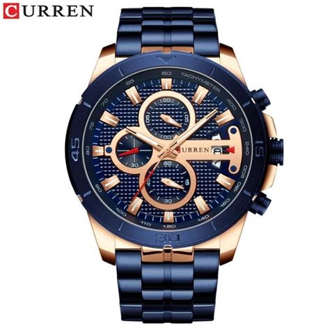 Curren Montre De Luxe Quartz Pour Hommes Marque En Acier Inoxydable