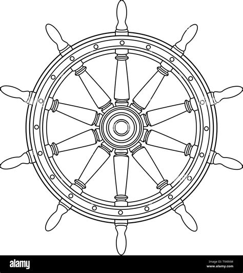 Vector Black White Boat Handwheel Ship Wheel Helm Sea Ocean Symbol