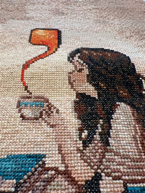 Coffee Time Cross Stitch Wall Decor Etsy