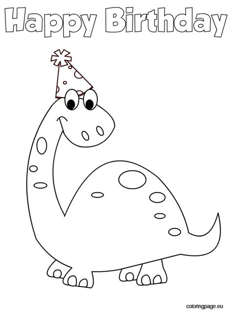 Happy Birthday Dinosaur Coloring Pages Coloring Pages