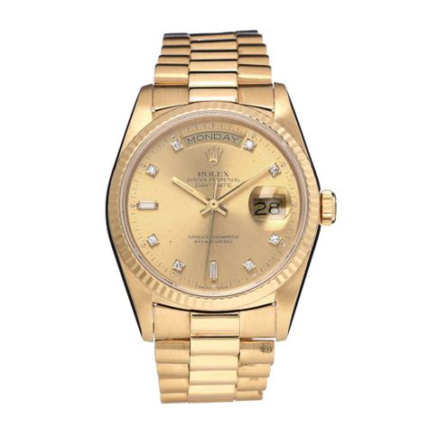 ROLEX 18K Yellow Gold Diamond 36mm Oyster Perpetual Day Date President