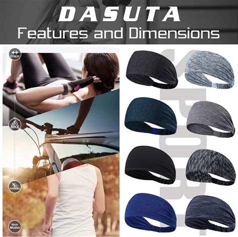 Dasuta 8 Pcs Womens Workout Headbands Non Slip Yoga Sport