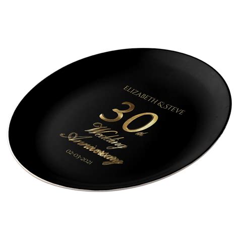 30th Pearl Wedding Anniversary Typography Elegant Plate Zazzle