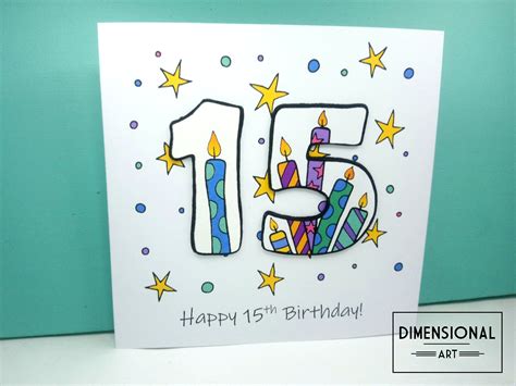 15th Birthday Card Happy 15th Birthday Fifteen Today 15 Etsy Uk