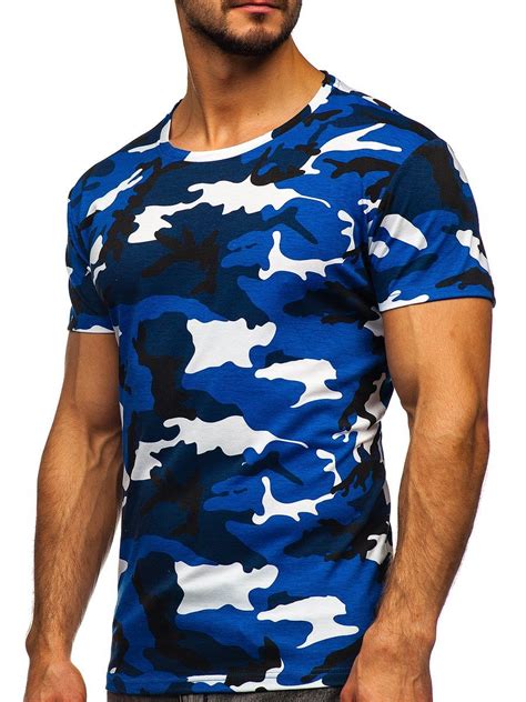 Bolf Herren T Shirt Camo Blau S