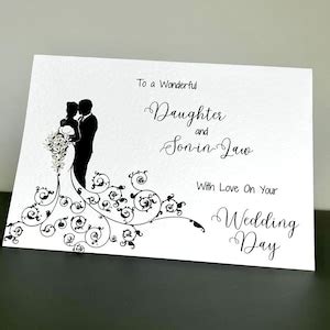 Handmade Daughter And Son In Law Wedding Card D Flowers And Gems Mr