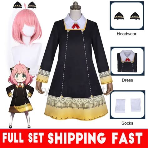 READY STOCK Anime SPY X FAMILY Full set cosplay costumes Anya Forger Cosplay Dress and Headwear ...