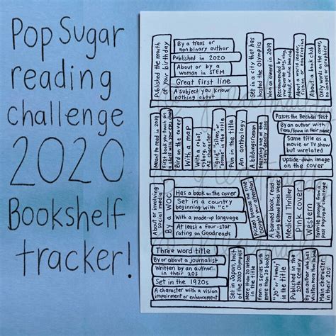 Printable Popsugar Reading Challenge Book Tracker 2020 Tracker Etsy