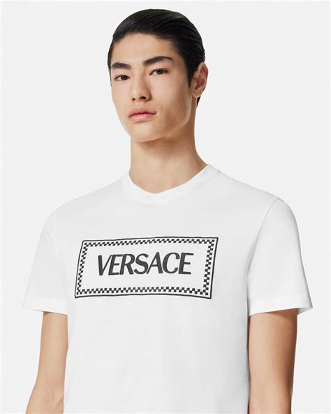 Embroidered '90s Vintage Logo T-Shirt White | VERSACE US