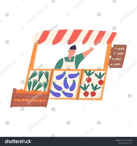 Market Stall Fresh Organic Fruits Vegetables Stock Vector (Royalty Free