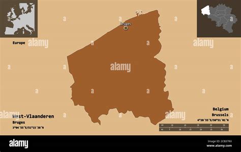 Shape Of West Vlaanderen Province Of Belgium And Its Capital