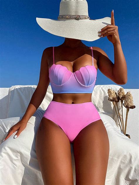 SHEIN Swim Vcay Bikini dégradé push up taille haute Mode en ligne