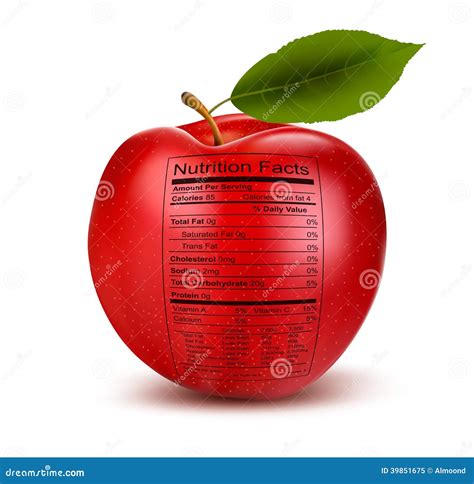 Apple With Nutrition Facts Label Concept Of Healt Stock Vector Image 39851675