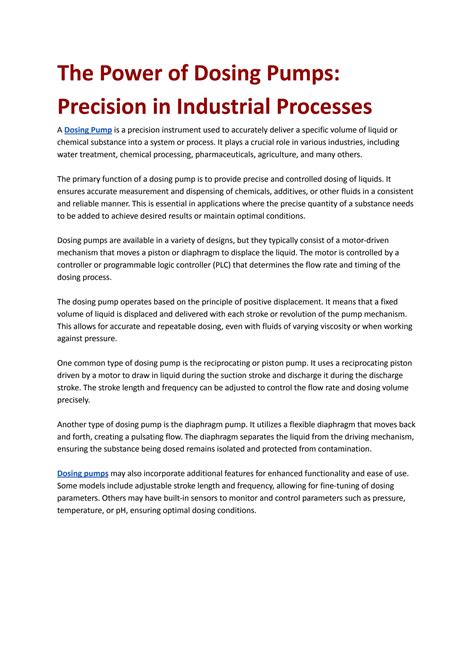 The Power of Dosing Pumps: Precision in Industrial Processes by Unique Dosing - Issuu