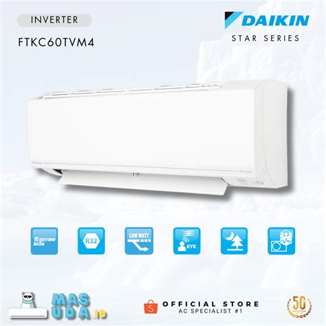 Jual AC Daikin 2 5 PK Inverter Thailand FTKC60TVM4 Star Series Shopee