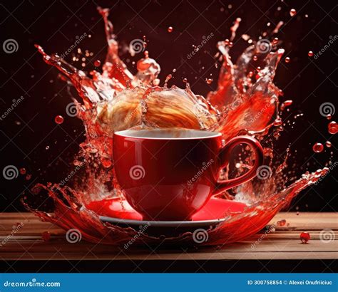 A Red Cup with Liquid Splashing. Drink Splash in a Cup Stock ...