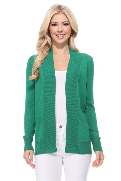 Yemak Womens Knit Cardigan Sweater Long Sleeve Open Front Basic