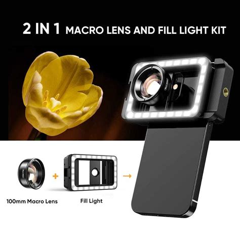 Jual APEXEL Lensa Kamera HP 2 In 1 Macro Lens With LED Fill