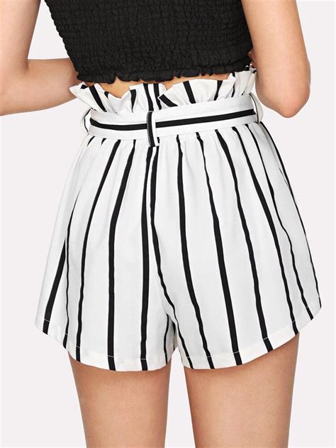 Shein Self Tie Waist Frill Trim Striped Shorts Artofit