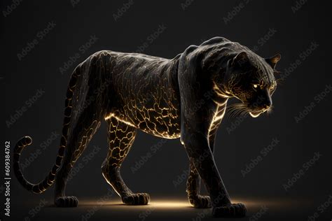 aesthetic photo of Black panther with golden accents Stock Illustration ...