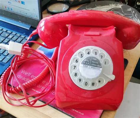 RED ROTARY DIAL Telephone Corded Landline Model GPO 746 30 00