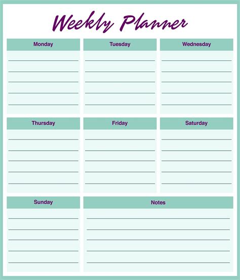 Homework Agenda Template | Student Weekly Planner