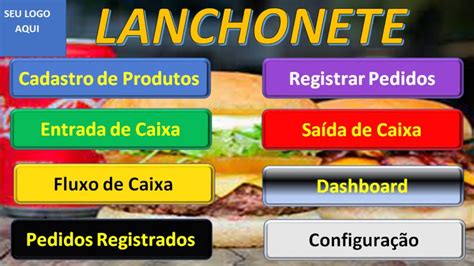 Planilha Excel Para Lanchonete Hambúrgueria Cantina e Vendas por