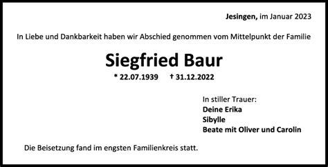 Trauer Siegfried Baur Teckbote Trauerportal