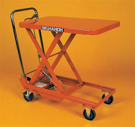 Bishamon Mobile Scissor Lift Table Foot Control 660 Lb Cap Bx 25 Zoro