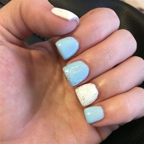 Sky Blue And White Nails Sky Blue Nails Blue And White Nails Cute Nail