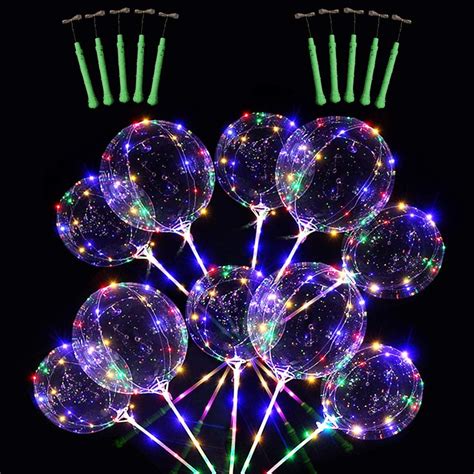 Pcs Cm Klares Led Licht Bobo Luftballons Bunt Leuchtender Helium