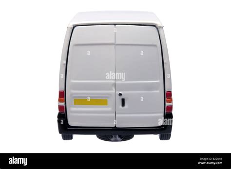 Rear Of A Model White Van With Blank Door Panels For Your Own Branding