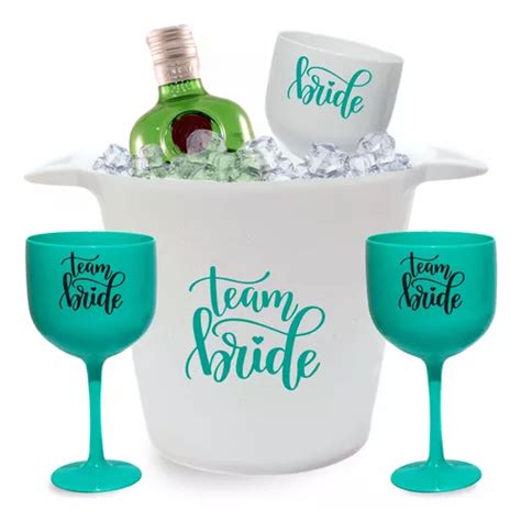 Kit Taças Gin Balde Gelo Chá De Lingerie Team Bride Parcelamento sem juros