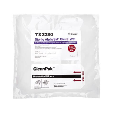 Texwipe Sterile Alphasat 10 With Wfi 12 X 12 Pre Wetted With 70 Ipa