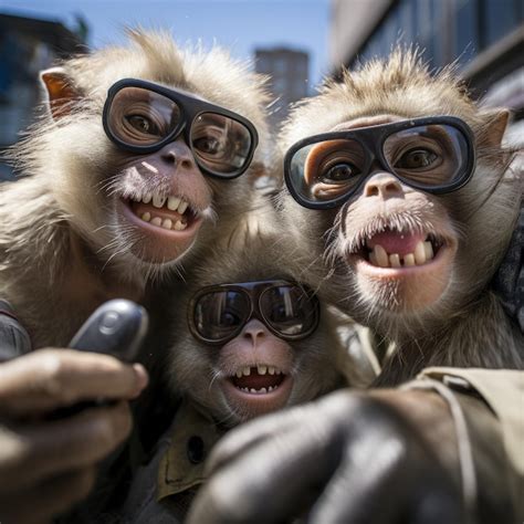 Premium AI Image | monkeys portrait with sunglasses Funny animals in a ...