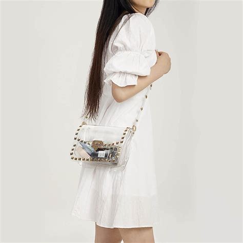 Clear Crossbody Bag Stadium Approved Coromay Fashion Rivet Decor