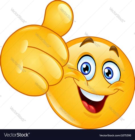 Thumb Up Emoticon For You Design Royalty Free Vector Image Free Smiley