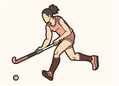 Field Hockey Sport Female Player Graphic Vector Vector Art At