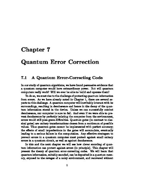 Pdf Chapter Quantum Error Correction