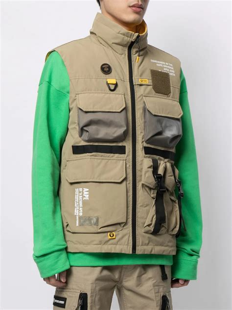 Shop Aape By A Bathing Ape Zip Up Utility Vest With Express Delivery