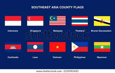 Collection Flags Southeast Asian Countries Indonesia Stock Vector (Royalty Free) 2220983681 ...