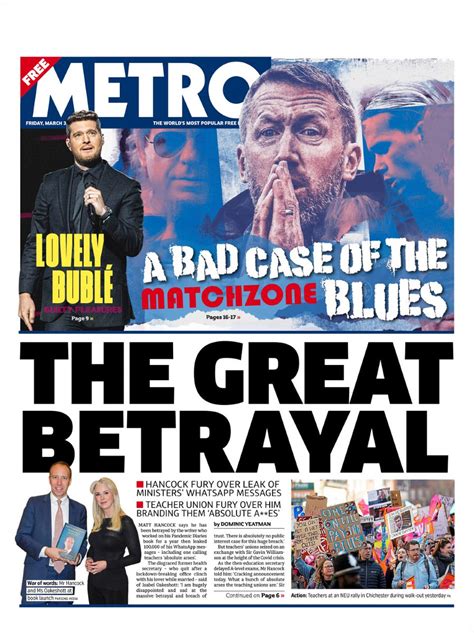 Metro Front Page 3rd Of March 2023 Tomorrows Papers Today