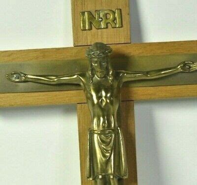 Jesus INRI Crucifix Mid Century Made In Western Germany Wood And