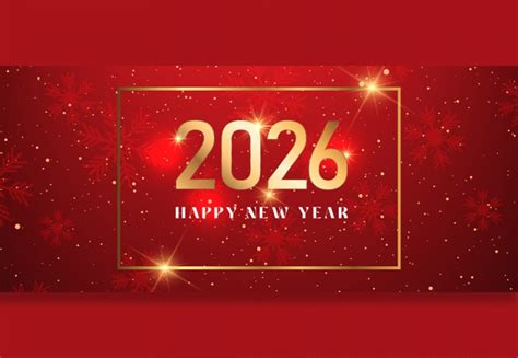 Vector Gold And Red Happy New Year Facebook Cover Social Media Post