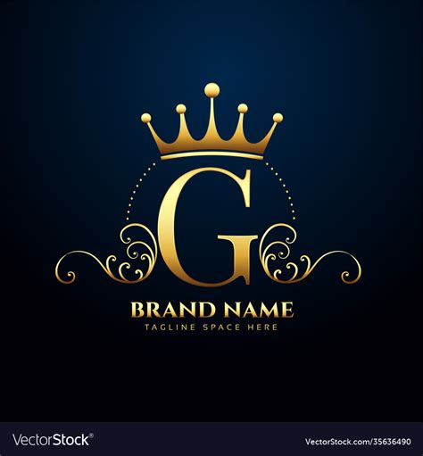 Letter G Premium Floral And Crown Logo Design Vector Image