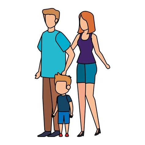 Parents Couple Daughters Characters Vector Illustration Design Stock