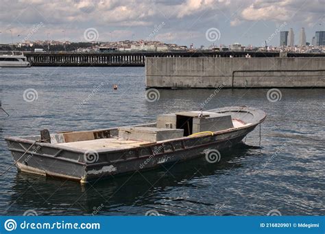 An Old Metal Boat On The Water Stock Image Image Of Close Moored