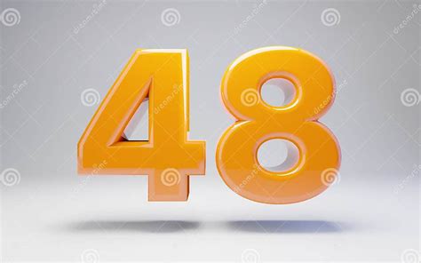 Number 48 3d Orange Glossy Number Isolated On White Background Stock