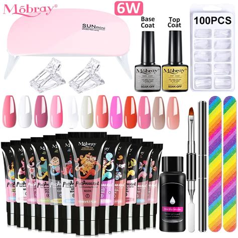 Mobray Poly Nail Gel Set Manicure Set Gel Cuticle Pusher Finger Extend